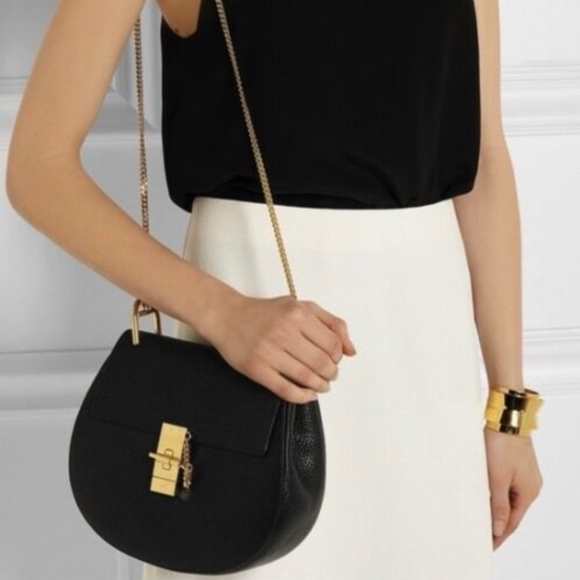 СНLOÉ Handbags - Designer Inspired Drew Black with Gold Chain Purse